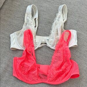 Aerie Lace Bra Set - Pink and White